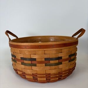 VTG 1995 Longaberger Shades of Autumn Basket‎ of Plenty Double Leather Handles